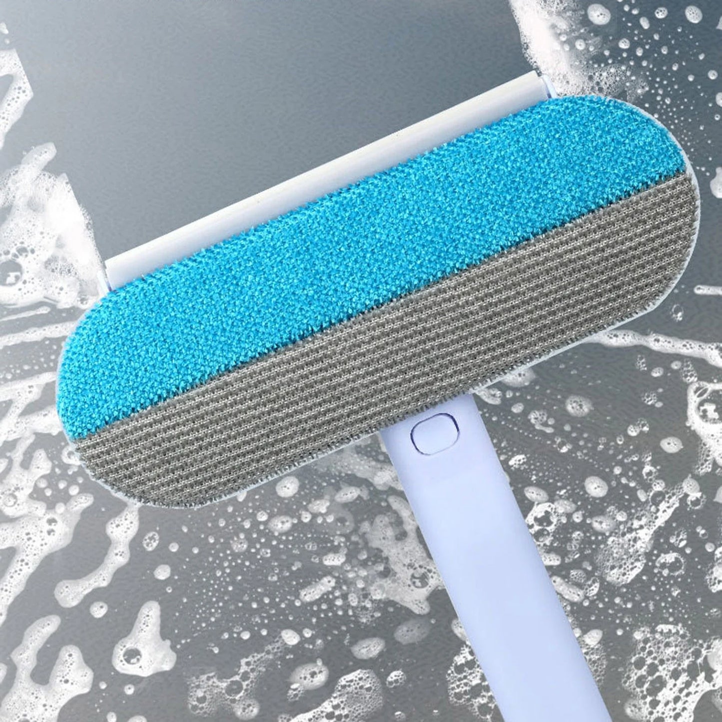 4-In-1 Pet Hair Remover with 17" Extra Long Handle, Cat & Dog Hair Removal Tool for Furniture, Carpet, Clothes, Bedding, Car Seats, Tile & Hardwood Floors - Reusable & Washable